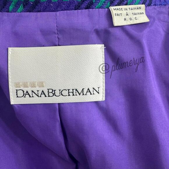 Dana Buchman Vintage 100% Wool 80's Colorful Plaid Suit Jacket Blazer Size 6 - Picture 8 of 9